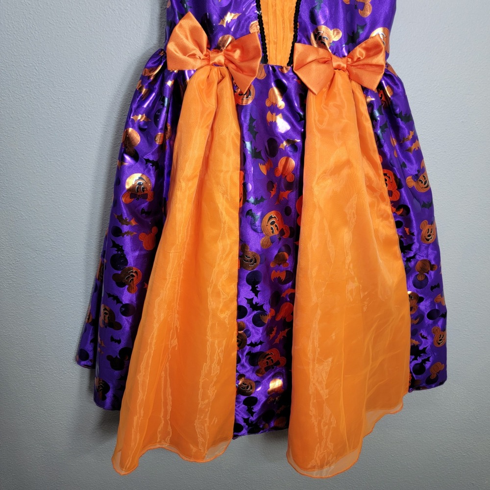 Disney Minnie Mouse Halloween Witch Costume‎ Dress Purple Orange Girls Size 9/10 - Picture 4 of 9